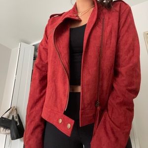 never worn red suede jacket